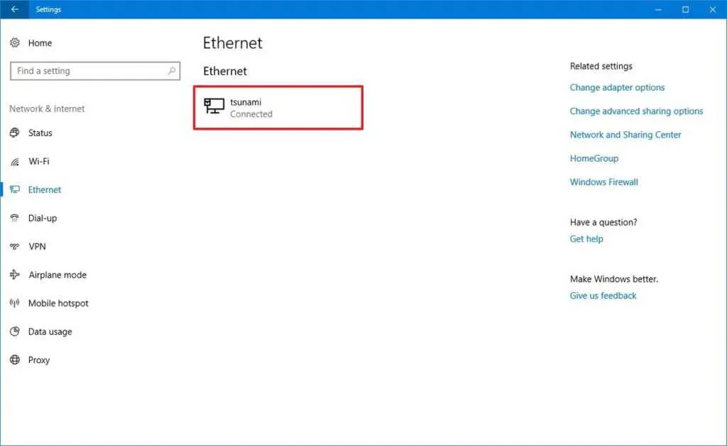 Set Ethernet Connection as Metered