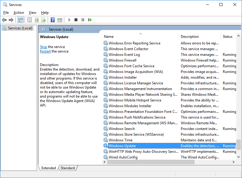 Service Host Local System Disable Windows Update