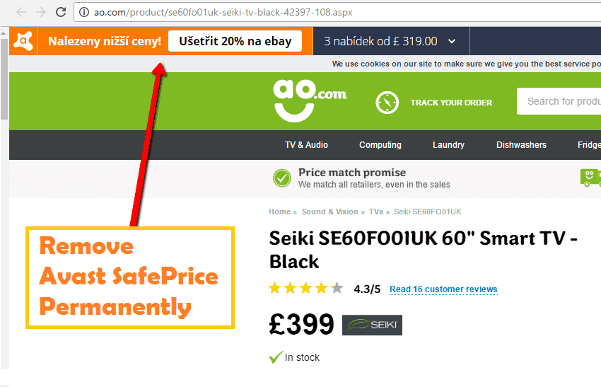 Avast SafePrice Remove