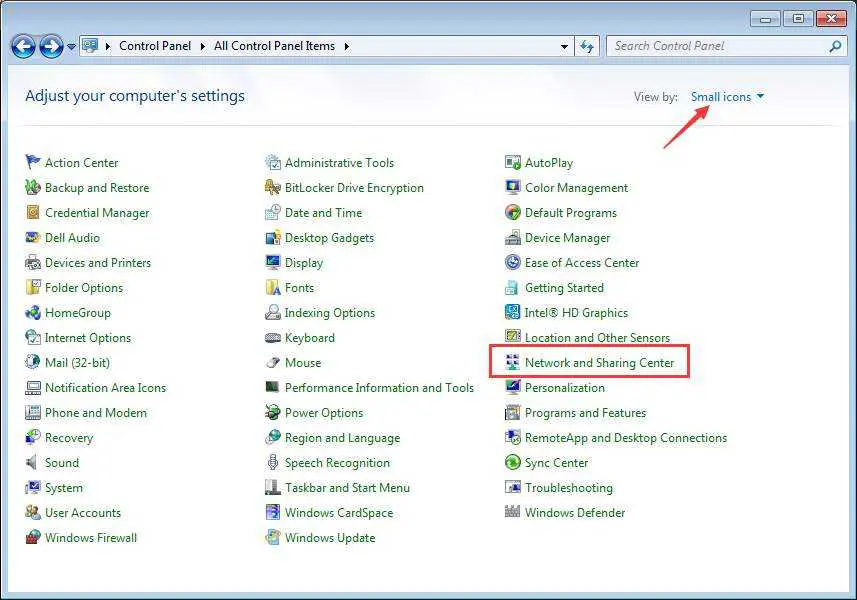 Network and Sharing Center