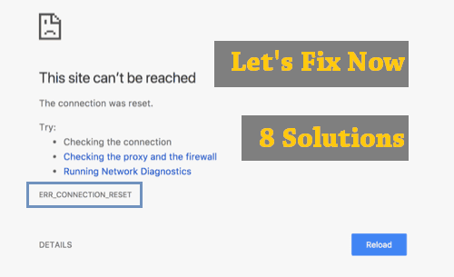 site cannot be reached connection reset chrome