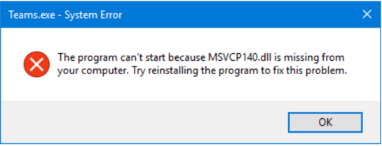 Msvcp140.dll is Missing Error Fix
