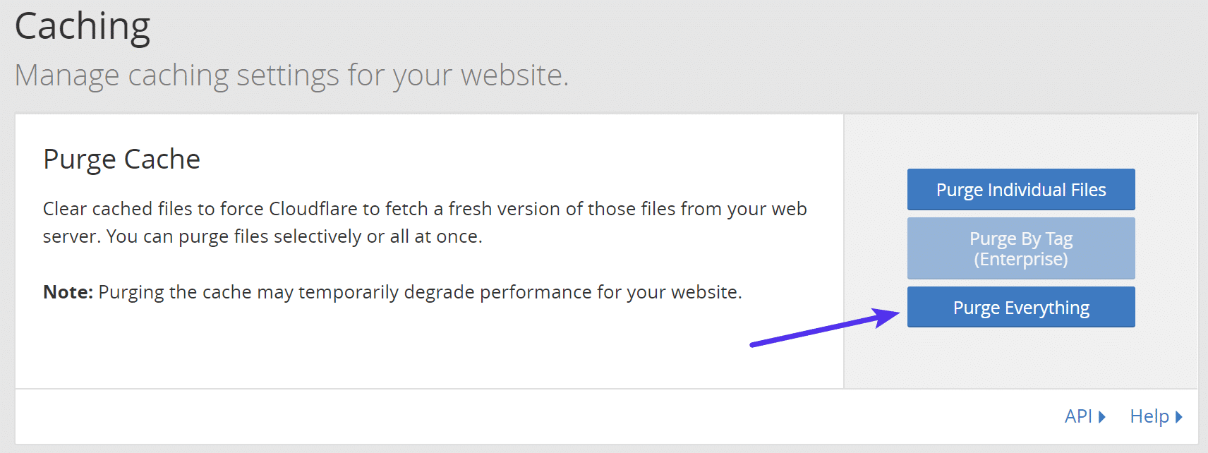 Purge Cloudflare Cache ERR_TOO_MANY_REDIRECTS