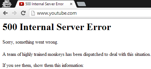 Youtube 500 Internal Server Error)