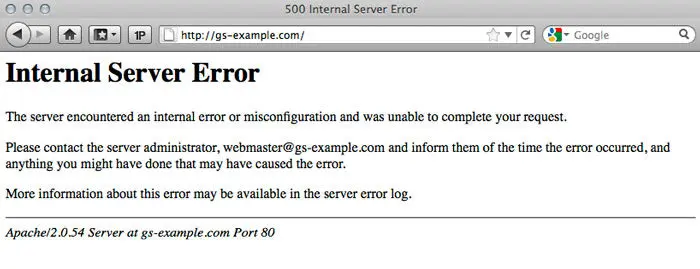 Example of 500 Internal Service Error Message