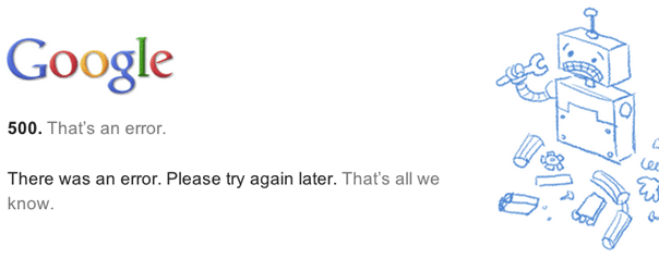 Google 500 Internal Service Error