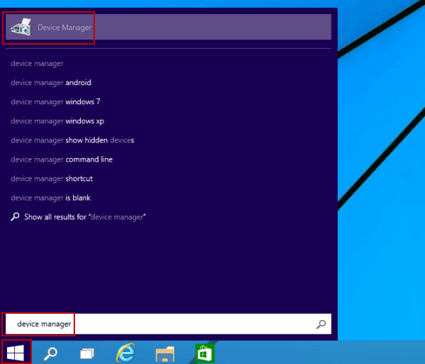 Open Device Manager from Start Menu