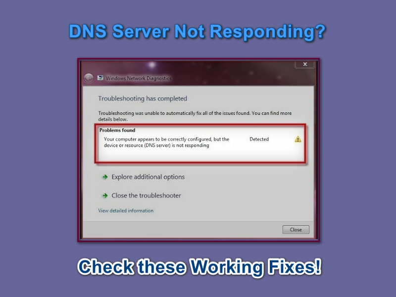DNS Server Not Responding Error Fixes