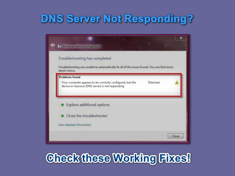 How to Fix "DNS Server Not Responding" Error in Windows 10, 8, 7?