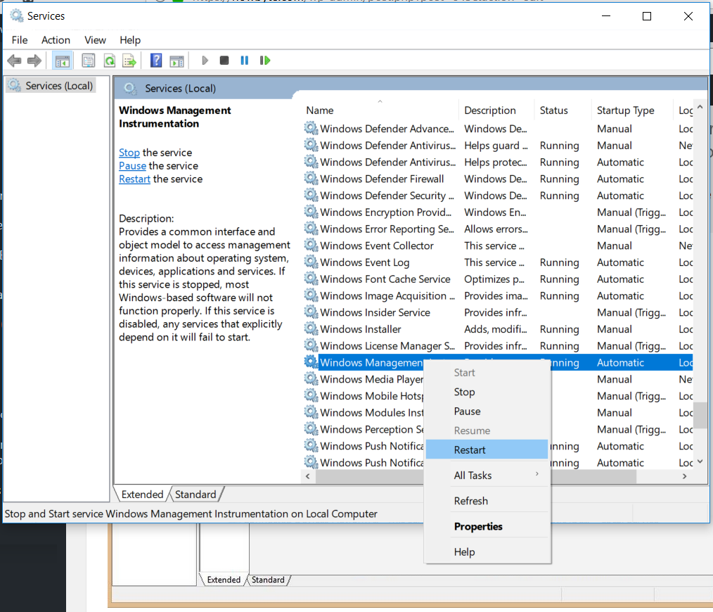 Restart WMI Provider Host