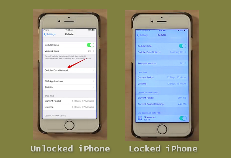 Locked and Unlocked iPhone