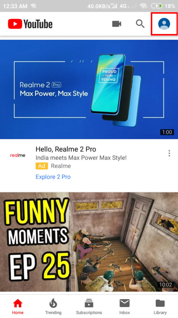 YouTube Dark Mode on Android App