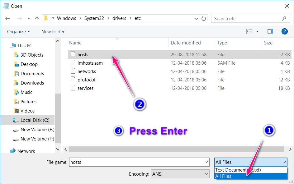 Open Hosts File in Windows