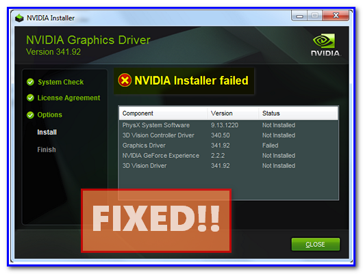 NVIDIA Installer Failed Fix