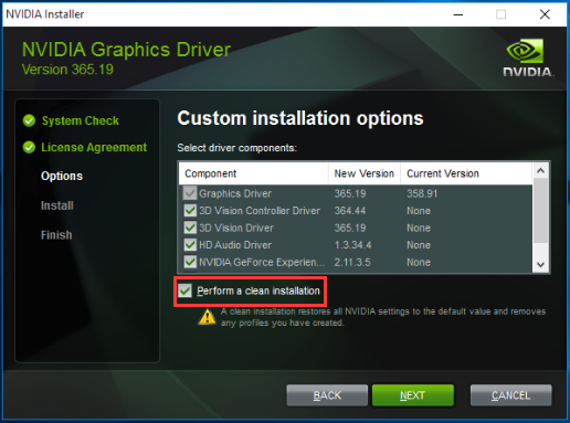 Perform a Clean Installation to Bypass NVIDIA Installer Failed Error