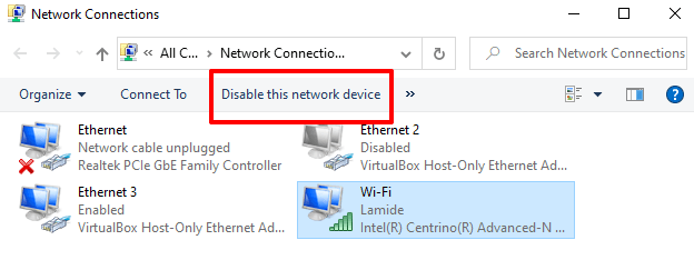 Disable this Network Device