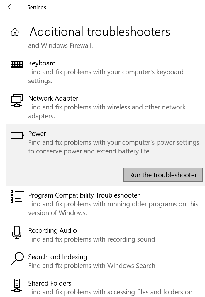 Power Troubleshooter