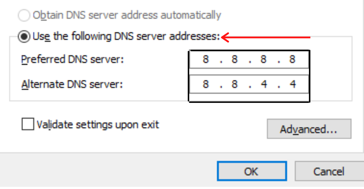 DNS server addresses